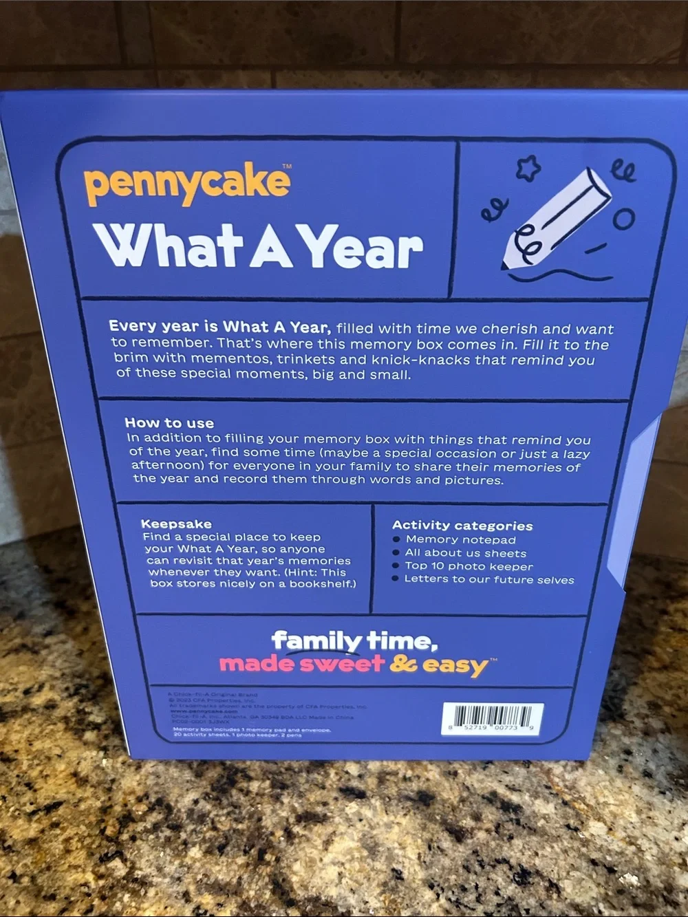 Pennycake  What A Year Memory Box - Blue Keepsake Storage, New